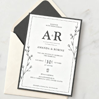 Minimalist Black & White Wedding Invitation