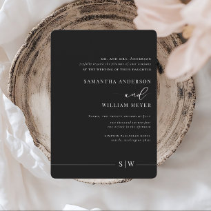 Minimalist Black & White Wedding  Invitation