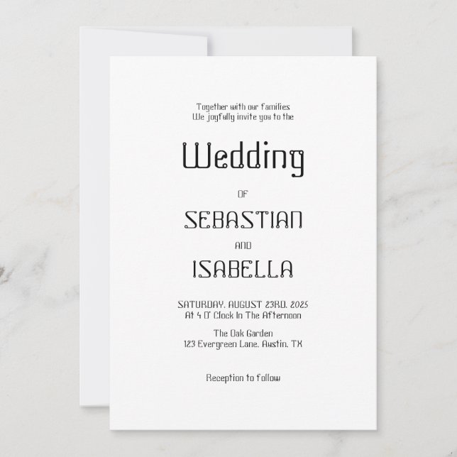 Minimalist Black & White Wedding Invitation (Front)