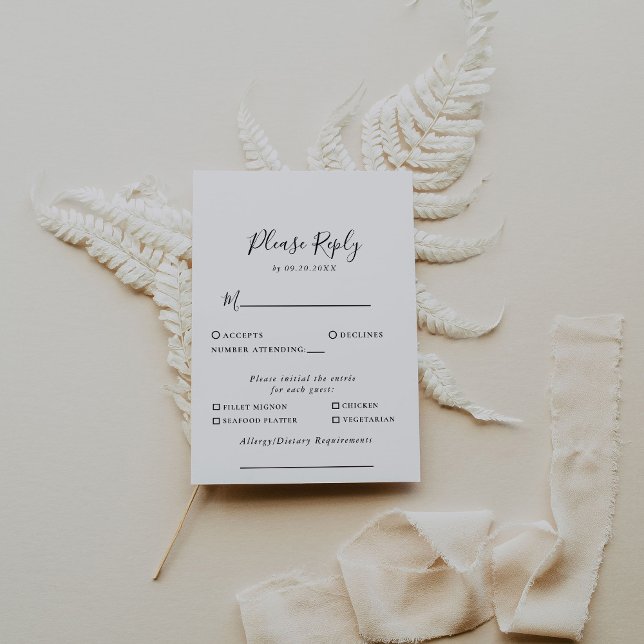 Minimalist Black White Wedding Menu Choice Reply (Creator Uploaded)