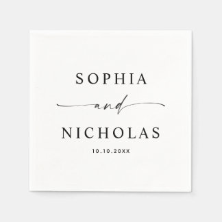 Minimalist Black & White Wedding | Modern Script Napkins