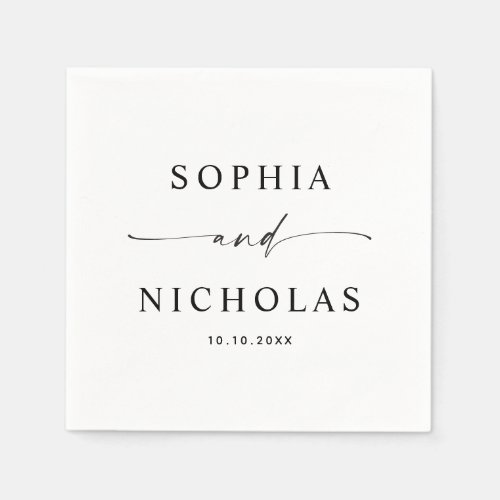 Minimalist Black & White Wedding | Modern Script Napkins
