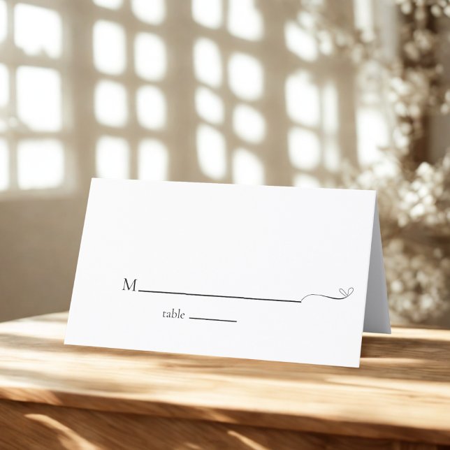 Minimalist Black & White Wedding  Place Card (Creator Uploaded)