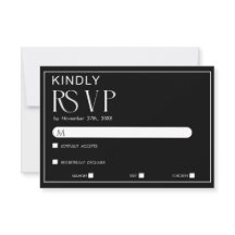 Minimalist Black & White Wedding RSVP Card