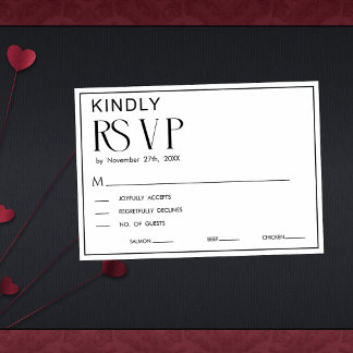 Minimalist Black & White Wedding RSVP Card