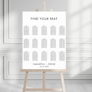 Minimalist Black & White Wedding Seating Chart 