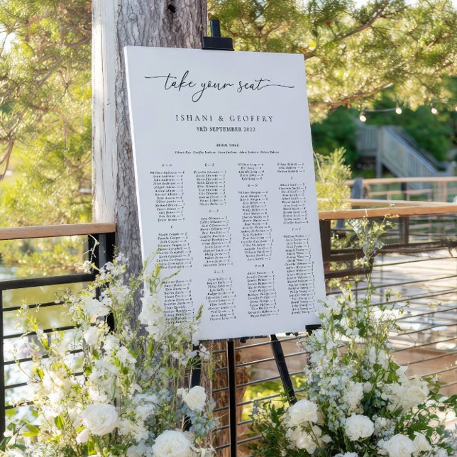 Minimalist Black & White Wedding Seating Chart Foam Board (Minimalist Black & White Wedding Seating Chart Foam Board)