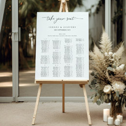 Minimalist Black &amp; White Wedding Seating Chart Foam Board