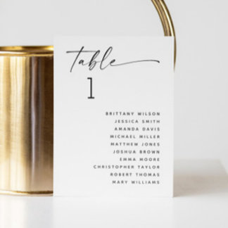 Minimalist Black & White Wedding Seating Chart Invitation