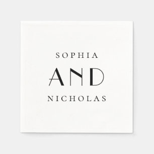 Minimalist Black & White Wedding   Simple Clean Napkins