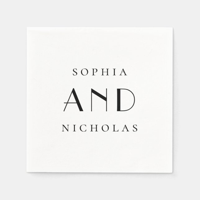 Minimalist Black & White Wedding | Simple Clean Napkins (Front)