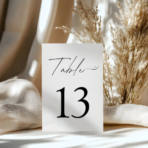 Minimalist Black & White Wedding Table Number