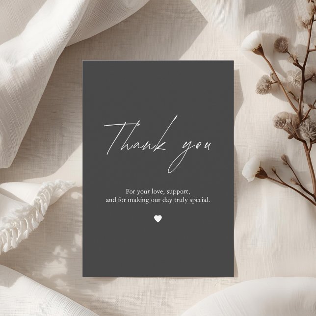 Minimalist Black & White Wedding  Thank You Card (Creator Uploaded)