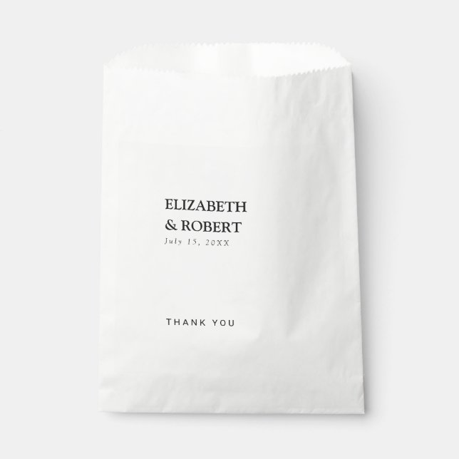Minimalist Black & White Wedding Traditional Chic Favor Bag (Front)