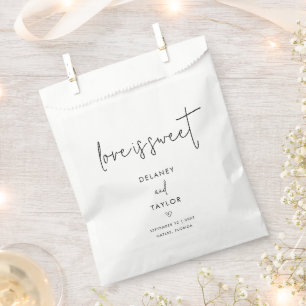 Minimalist Black & White Wedding Treat Favor Bag