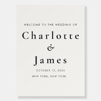 Minimalist Black & White Wedding Welcome Sign
