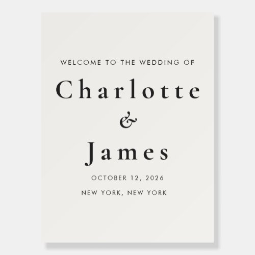 Minimalist Black & White Wedding Welcome Sign