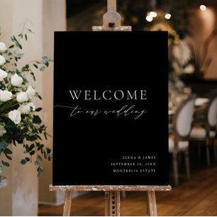 Minimalist Black & White Wedding Welcome Sign 