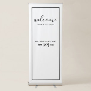 Minimalist Black White Wedding Welcome Sign Banner