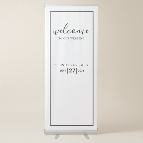 Minimalist Black White Wedding Welcome Sign Banner