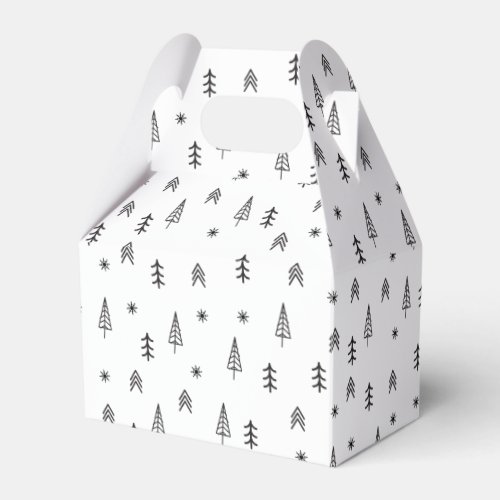 Minimalist Black  White Winter Forest Pattern Favor Boxes