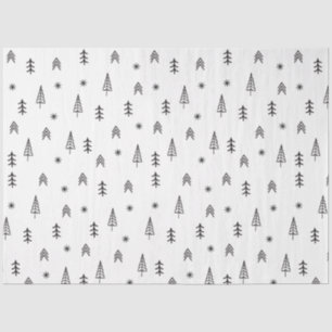 Minimalist Black & White Winter Forest Pattern Tissue Paper