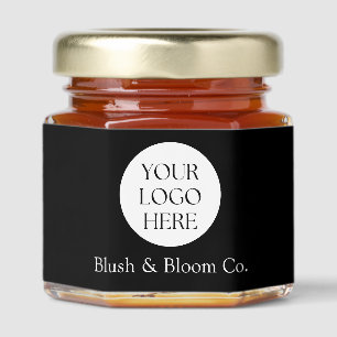 Minimalist Black & White Your Logo Corporate Honey Jar Favors