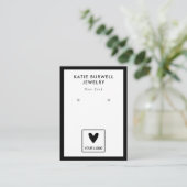 Minimalist Black White Your Logo Earring Display Business Card (Standing Front)