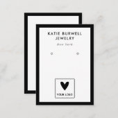 Minimalist Black White Your Logo Earring Display Business Card (Front/Back)