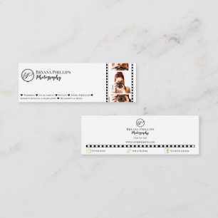 Minimalist Black & White Your Logo Photography Mini Business Card