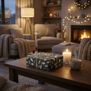 Minimalist Black with Gold & Silver Glitter Design Wrapping Paper