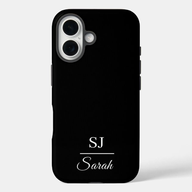 Minimalist Black with Name and Initial  Case-Mate iPhone Case (Back)