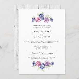 Minimalist Blackberry Watercolor Elegant Wedding Invitation