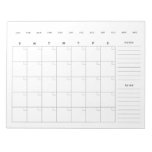 Minimalist Blank Monthly Calendar Planner Notepad at Zazzle