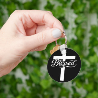 Minimalist Blessed Cross Christian Faith Design Keychain