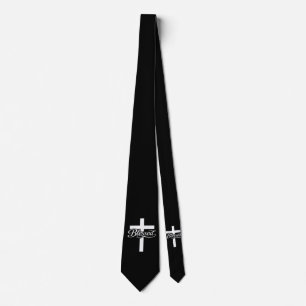 Minimalist Blessed Cross Christian Faith Design Neck Tie