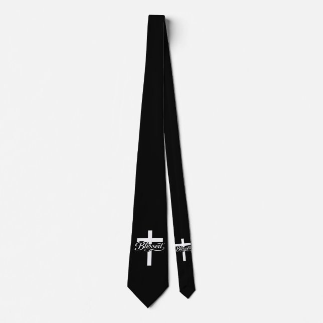 Minimalist Blessed Cross Christian Faith Design Neck Tie (Front)
