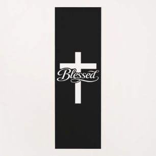 Minimalist Blessed Cross Christian Faith Design Yoga Mat