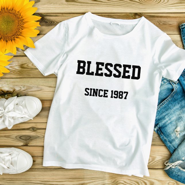 Minimalist Blessed Since Year Salvation T-Shirt (Creator Uploaded)