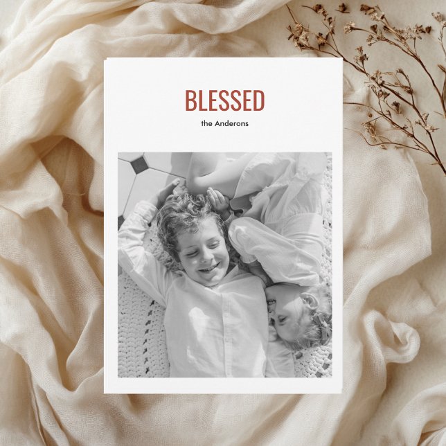 Minimalist Blessed Thanksgiving Family Photo  Invitation (Creator Uploaded)