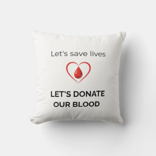 Minimalist Blood Donation Awareness Graphic with R Throw Pillow