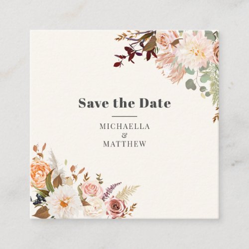 Minimalist Bloom QR Code Floral Save the Date Card