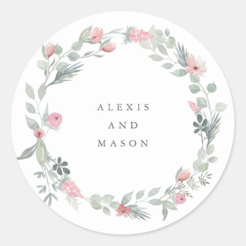 Minimalist Bloom | Wedding Classic Round Sticker
