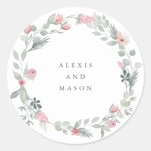 Minimalist Bloom | Wedding Classic Round Sticker | Zazzle
