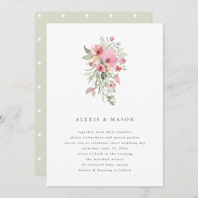 Minimalist Bloom | Wedding Invitation (Front/Back)