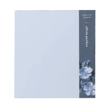 Minimalist Blooms Floral Custom Notepad - Blue by AmberBarkley at Zazzle