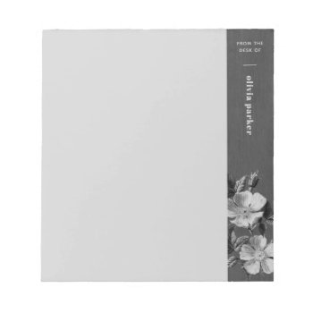 Minimalist Blooms Floral Custom Notepad - Gray by AmberBarkley at Zazzle