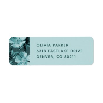 Minimalist Blooms Floral Mailing Label - Teal by AmberBarkley at Zazzle