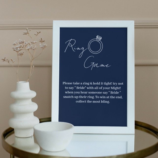 Minimalist blu navy ring game don't say bride  poster (Creator Uploaded)
