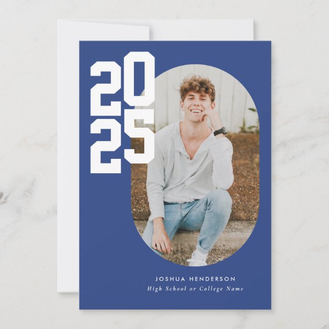Minimalist Blue 2025 Photo Graduation  Announcement (Front)